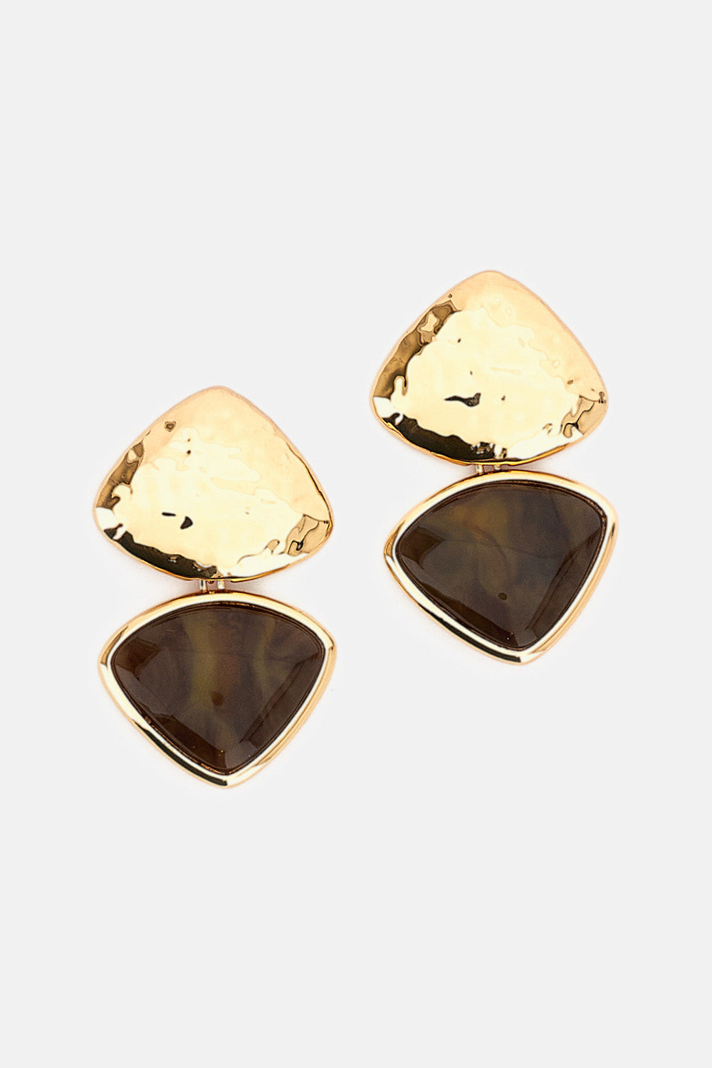 Self-Portrait Women Mottled Gold Brown Enamel Earring SELF-PORTRAIT