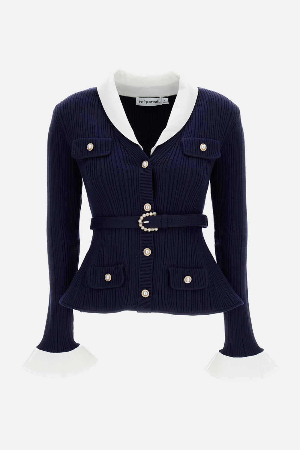 Self-Portrait Women Ribbed Knit Cardigan SELF-PORTRAIT