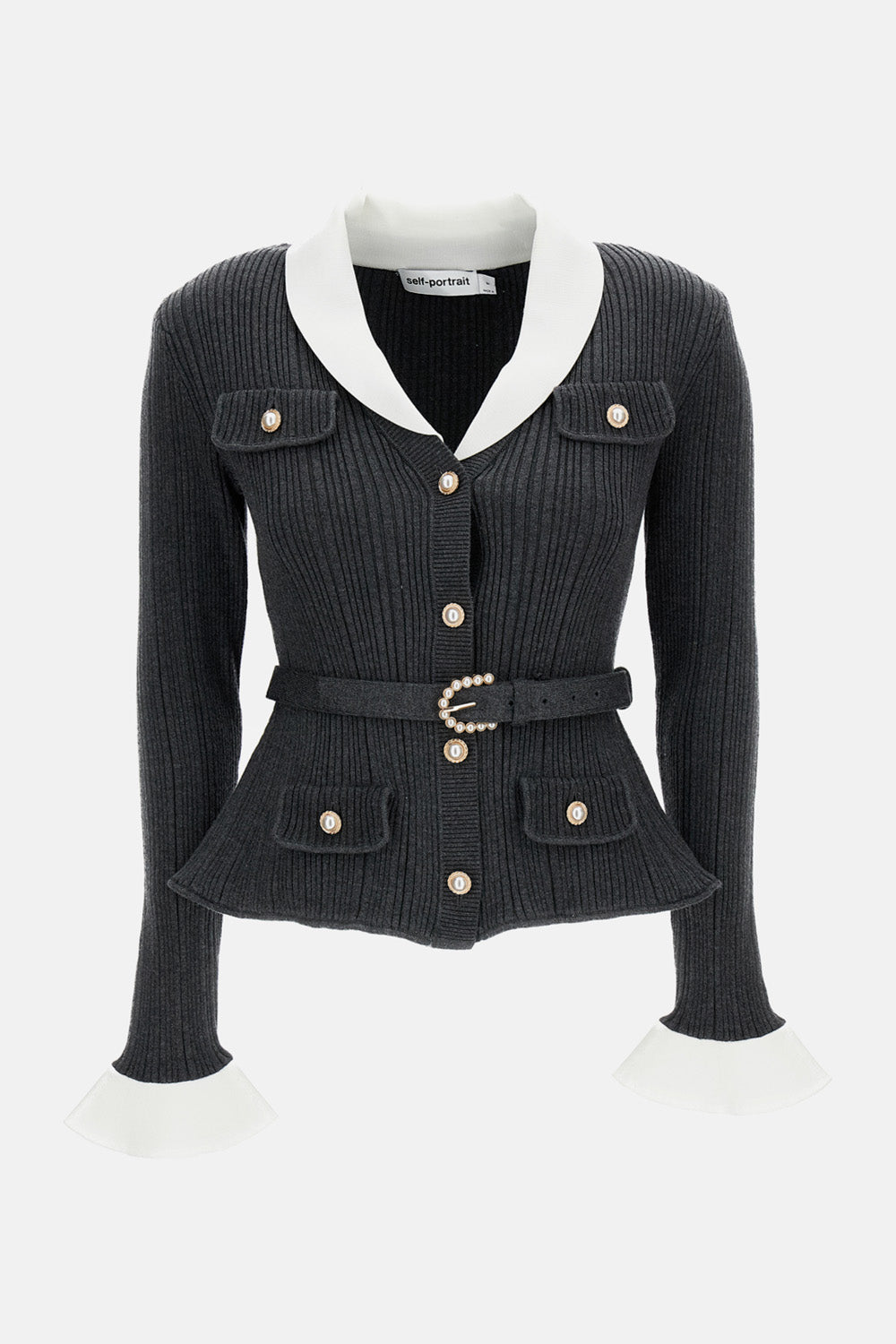 Self-Portrait Women Ribbed Knit Cardigan SELF-PORTRAIT