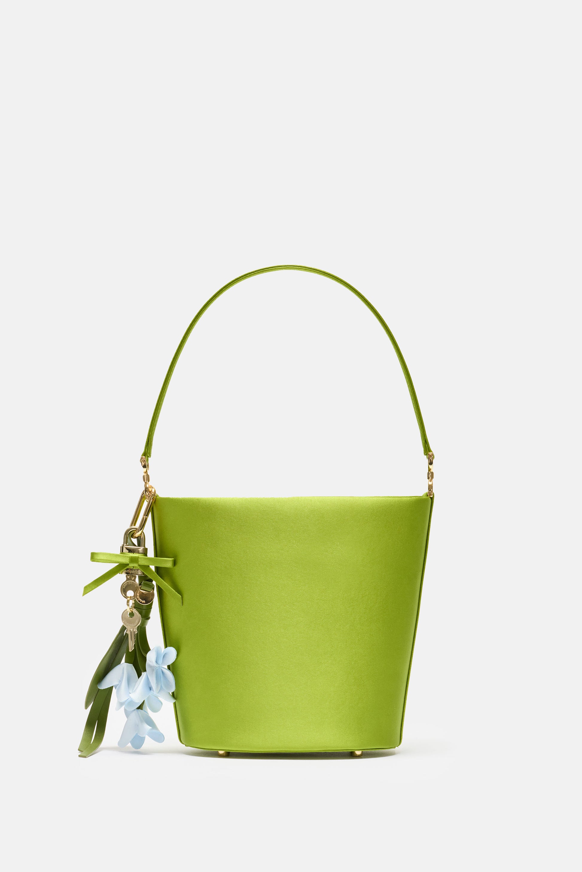 Self-Portrait Women Green Satin Bucket Bag SELF-PORTRAIT