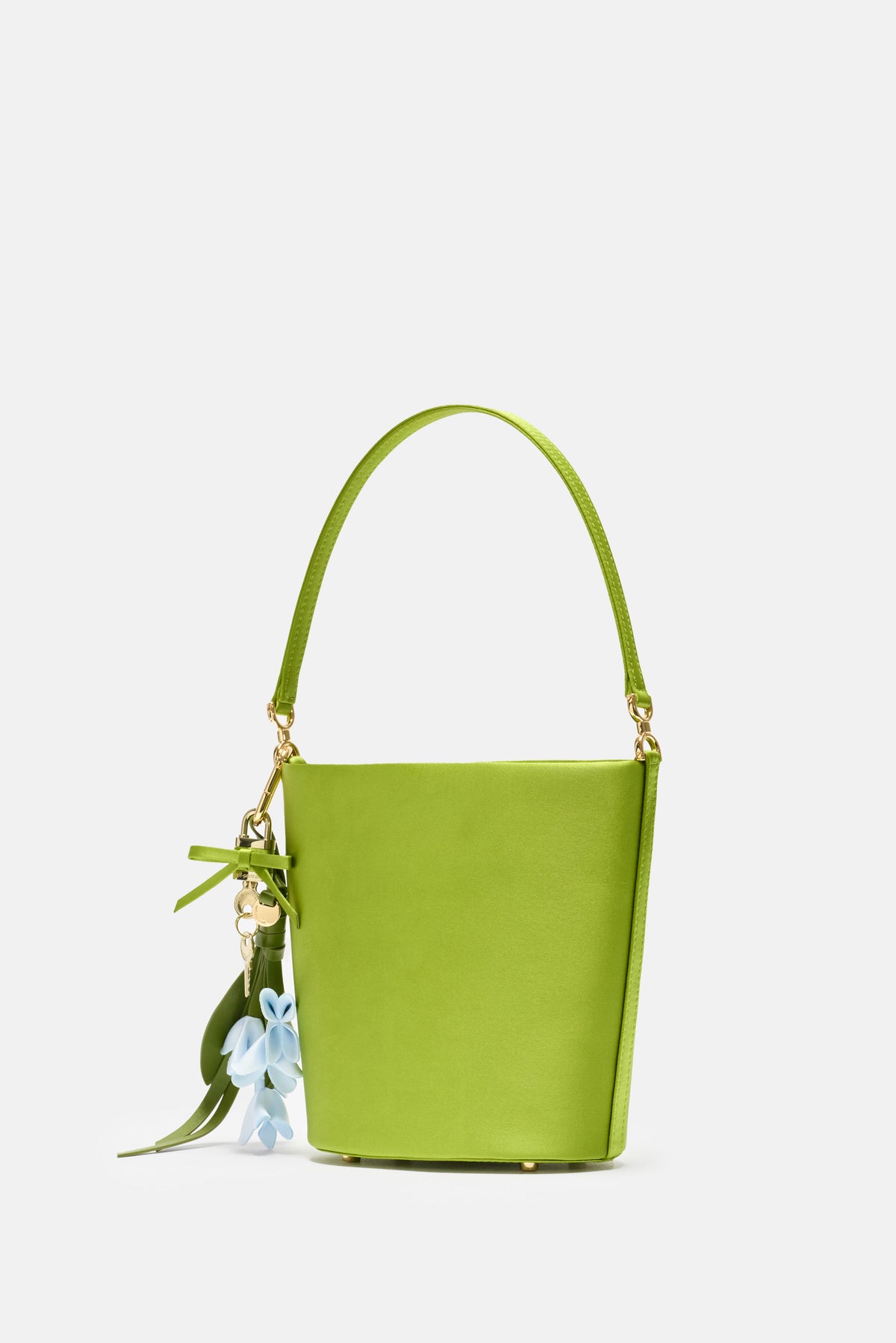 Self-Portrait Women Green Satin Bucket Bag SELF-PORTRAIT