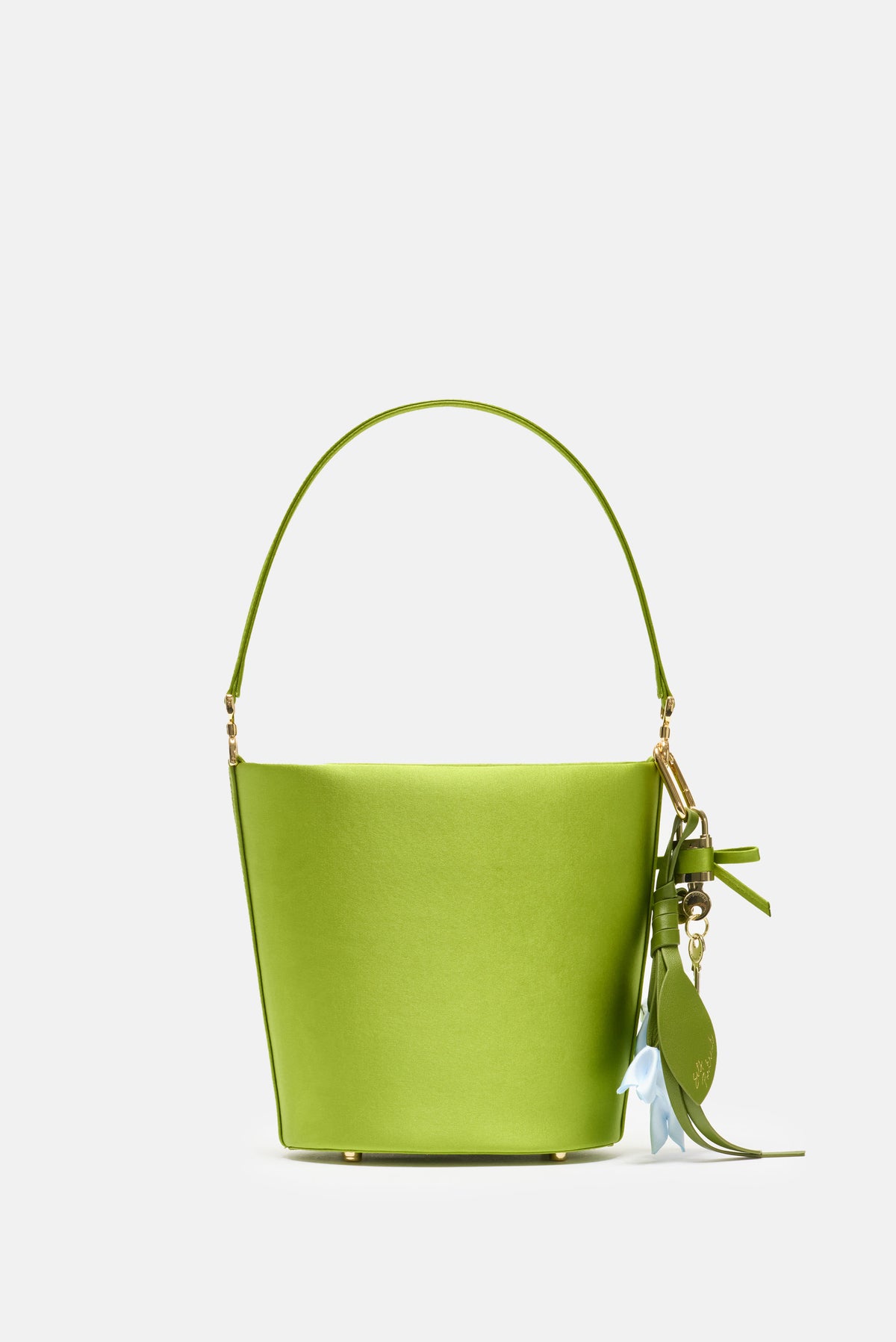 Self-Portrait Women Green Satin Bucket Bag SELF-PORTRAIT