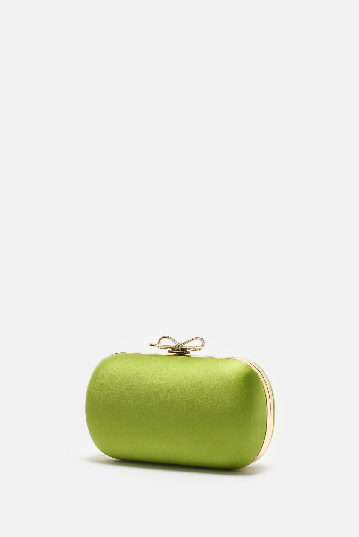Self-Portrait Women Green Satin Clutch Bag SELF-PORTRAIT