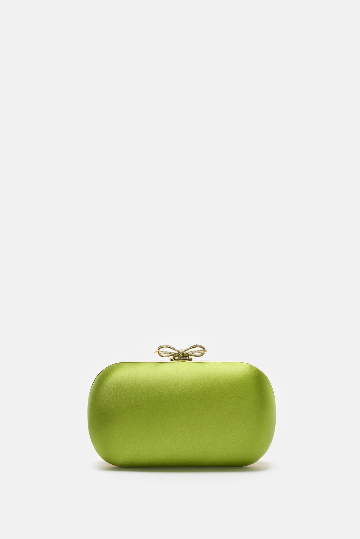 Self-Portrait Women Green Satin Clutch Bag SELF-PORTRAIT