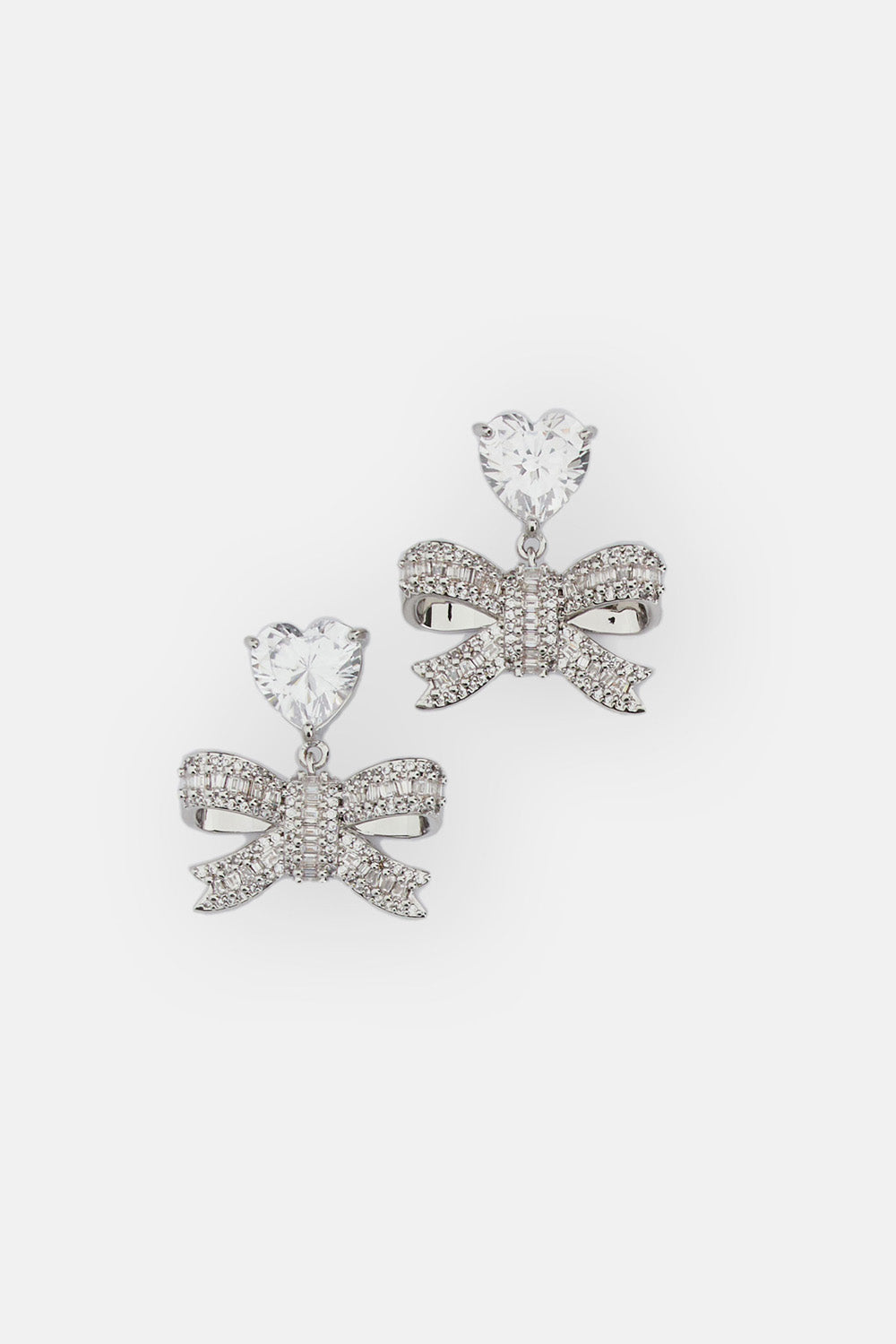 Self-Portrait Women Crystal Heart Bow Drop Earrings SELF-PORTRAIT