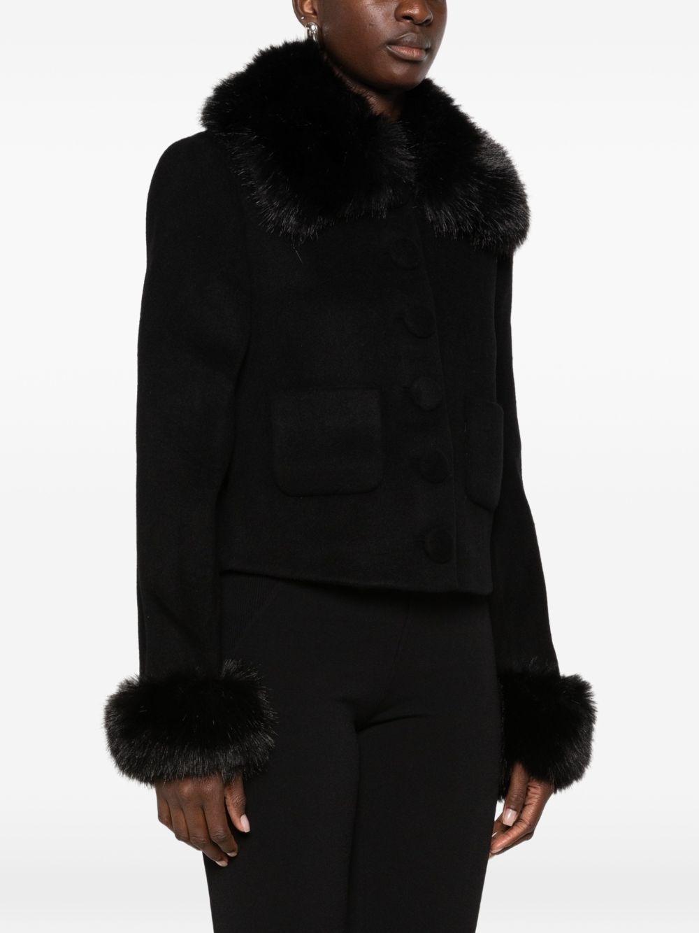 Self Portrait Women Faux-Fur Trim Jacket SELF-PORTRAIT