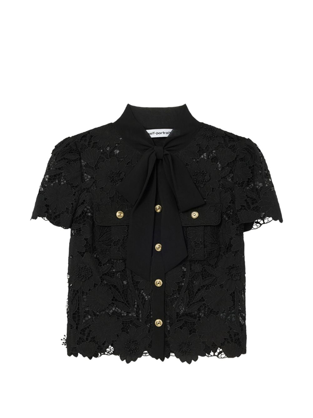 Self Portrait Women Tie Neck Lace Top SELF-PORTRAIT