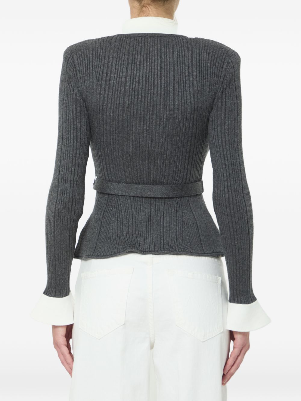 Self Portrait Women Belted Ribbed Cardigan SELF-PORTRAIT
