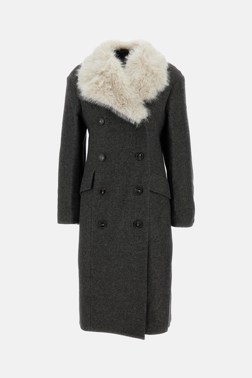 Simone Rocha Women Double Breasted Faux Fur Detail Slash Coat SIMONE ROCHA