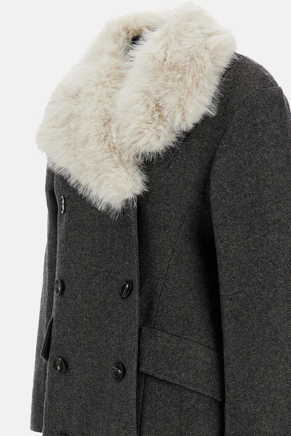 Simone Rocha Women Double Breasted Faux Fur Detail Slash Coat SIMONE ROCHA