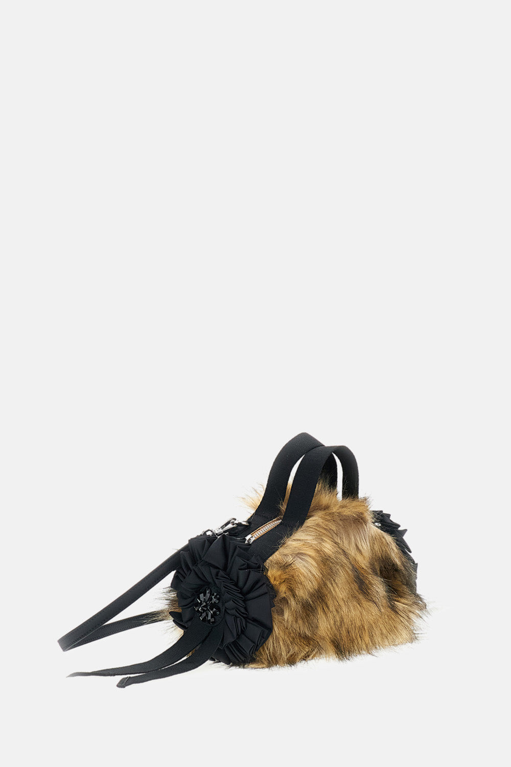 Simone Rocha Women Mini Faux Fur Double Ribbon Rosette Embroidered Bag SIMONE ROCHA