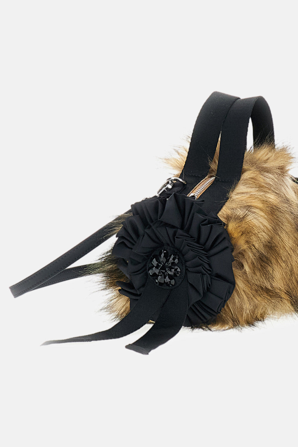 Simone Rocha Women Mini Faux Fur Double Ribbon Rosette Embroidered Bag SIMONE ROCHA