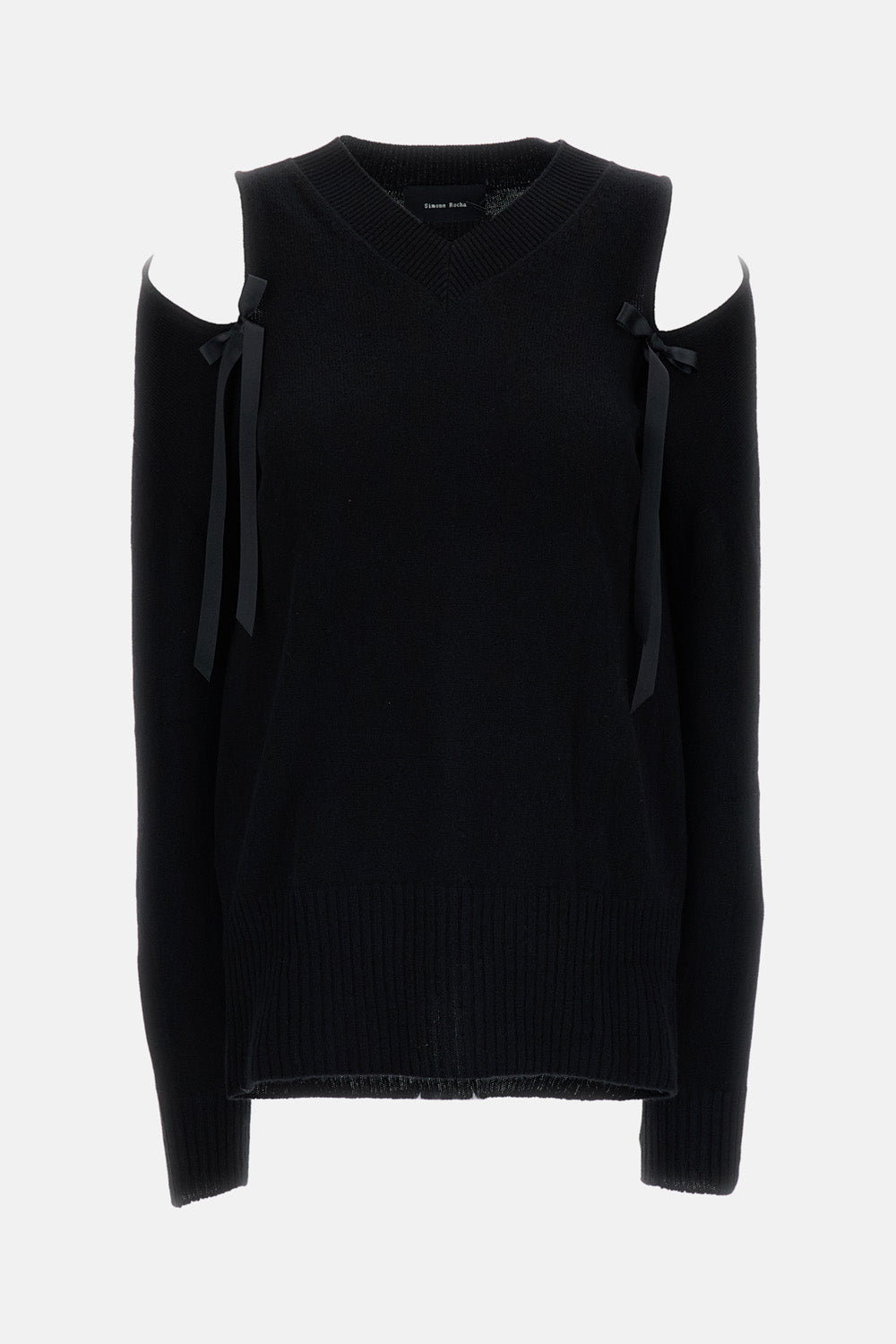 Simone Rocha Women Relaxed Cashmere Slash V-Neck Jumper W/ Bow SIMONE ROCHA