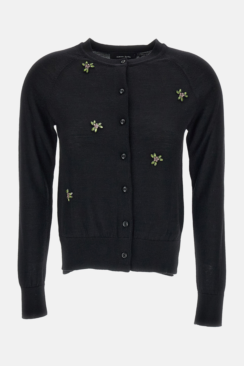 Simone Rocha Women Classic Merino Silk Cardigan W/ Turbo Embellishments SIMONE ROCHA