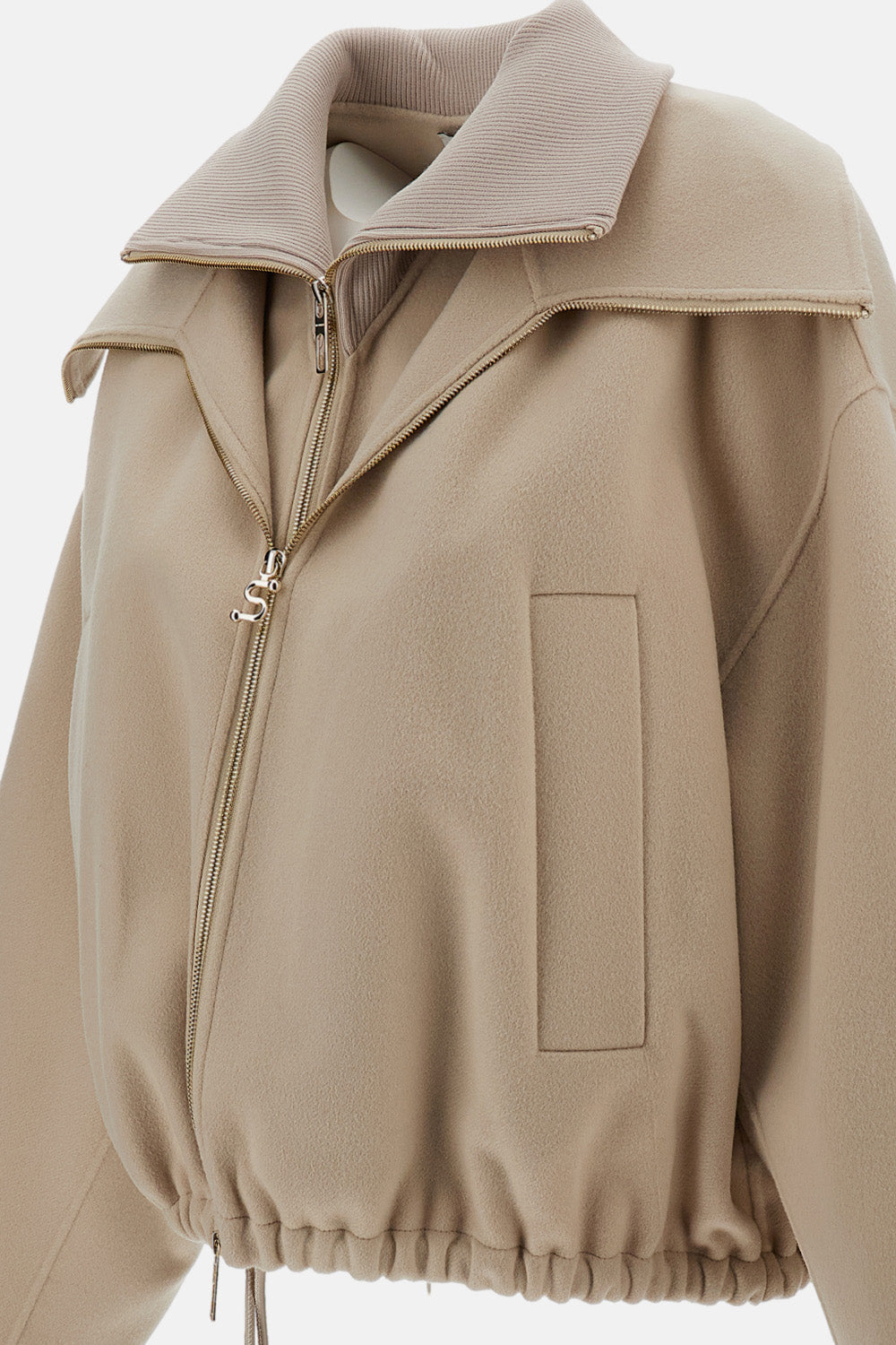Sportmax Women Wool Bomber Jacket With Removable Bib SPORTMAX