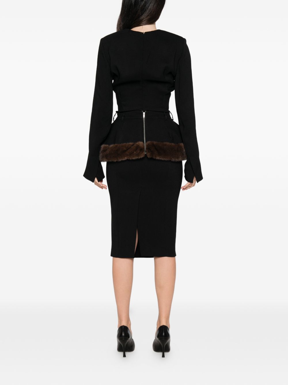 Stella Mccartney Women Belted Faux Fur Trimmed Midi Dress STELLA MCCARTNEY