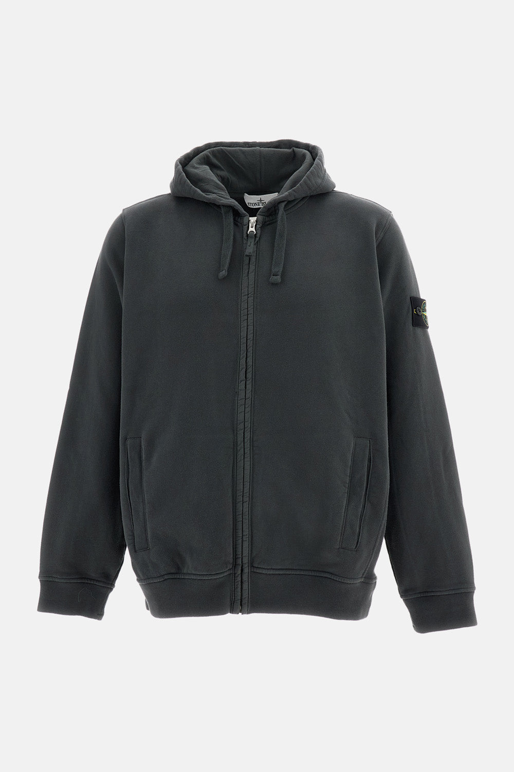 Stone Island Men Brushed Organic Cotton Fleece Zip Hooded Sweatshirt STONE ISLAND