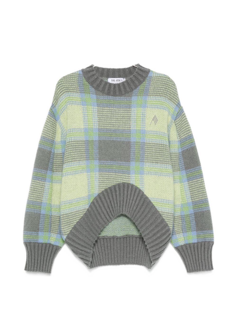 The Attico Women Checked Wool Crewneck Sweater
