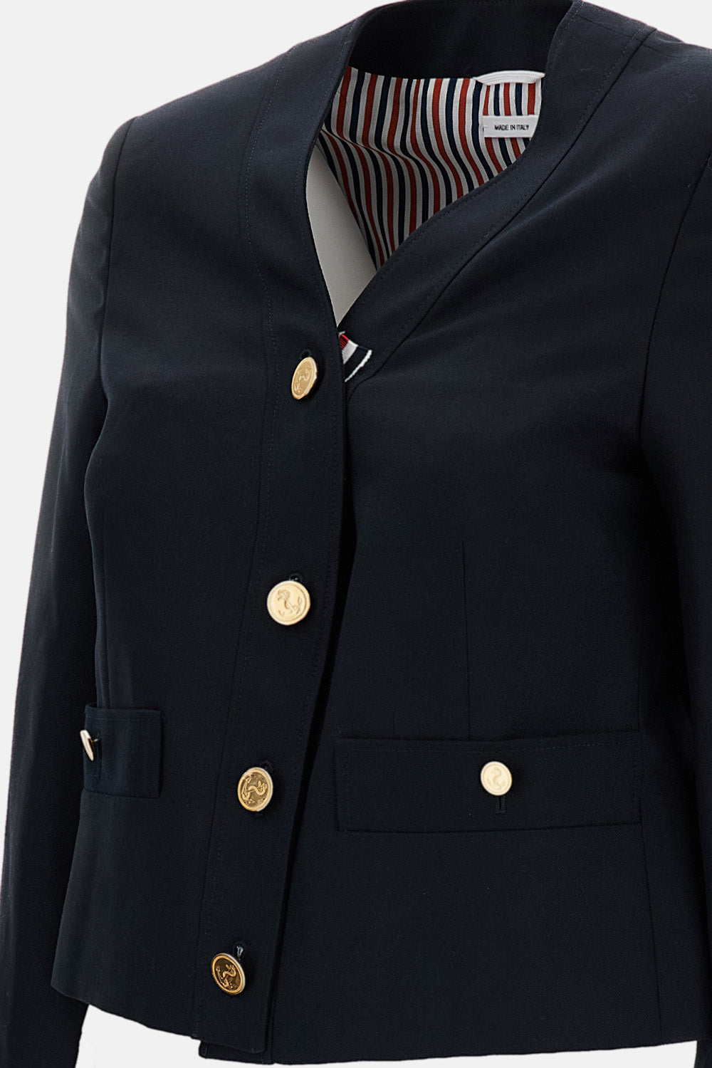 Thom Browne Women V-Neck Cardigan Jacket In Hopsack Suiting THOM BROWNE