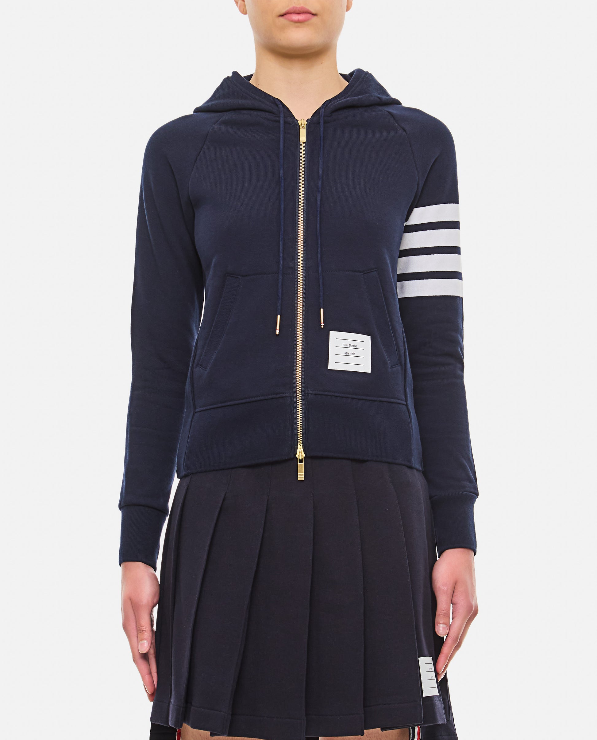 Thom Browne Women Classic Loopback 4-Bar Zip Hoodie THOM BROWNE