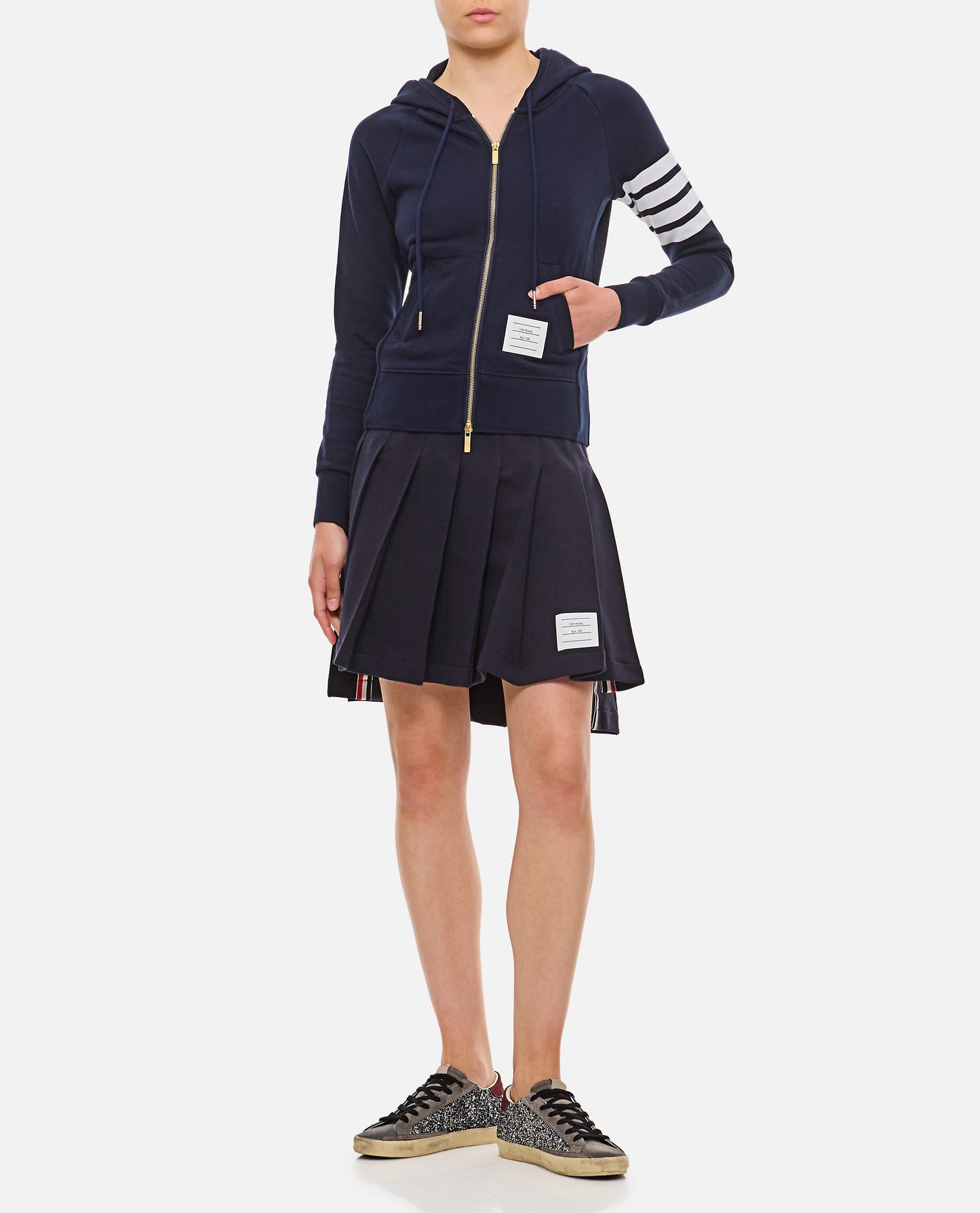 Thom Browne Women Classic Loopback 4-Bar Zip Hoodie THOM BROWNE