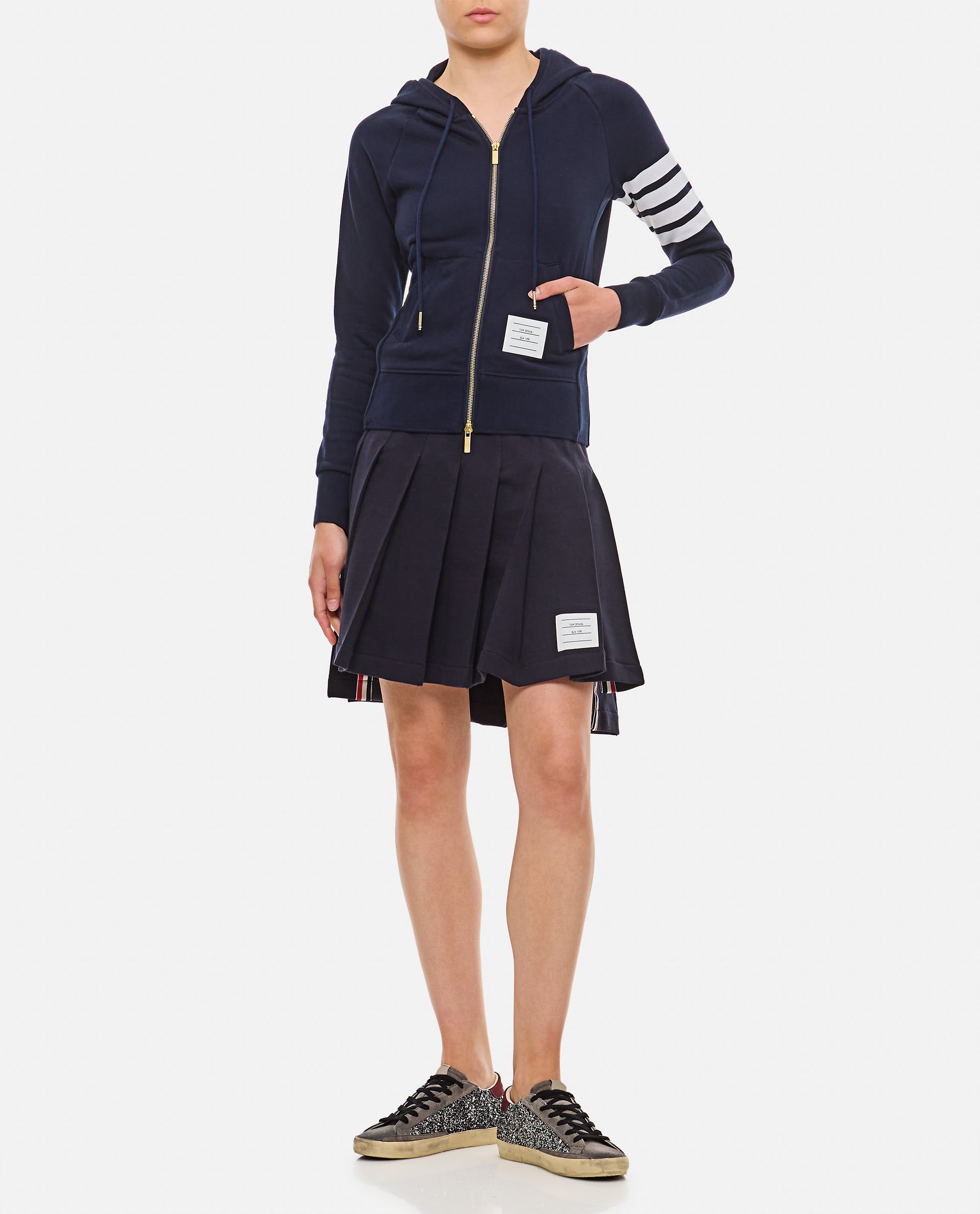 Thom Browne Women Classic Loopback 4-Bar Zip Hoodie THOM BROWNE