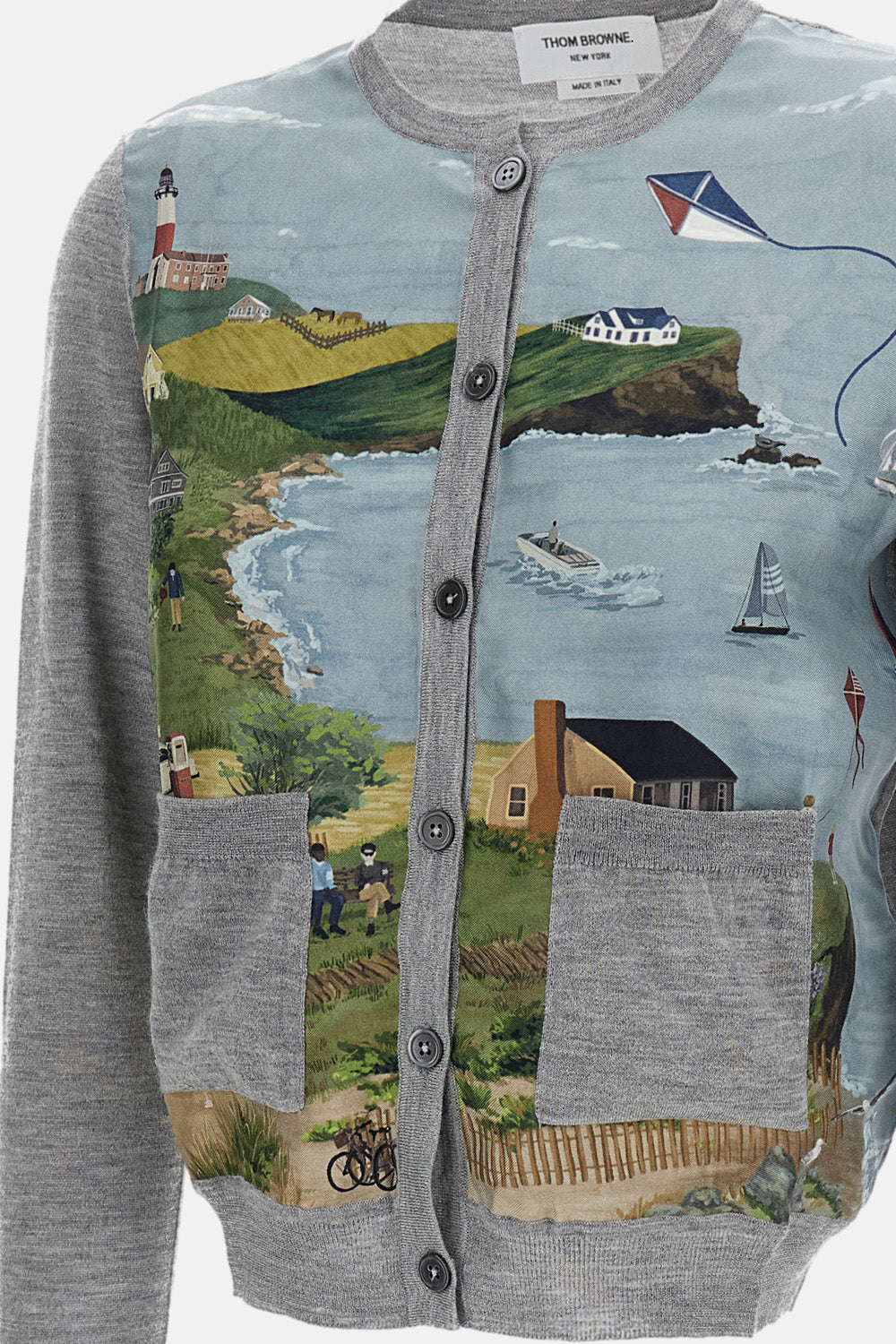 Thom Browne Women Crew Neck Cardigan In Cashmere Silk THOM BROWNE