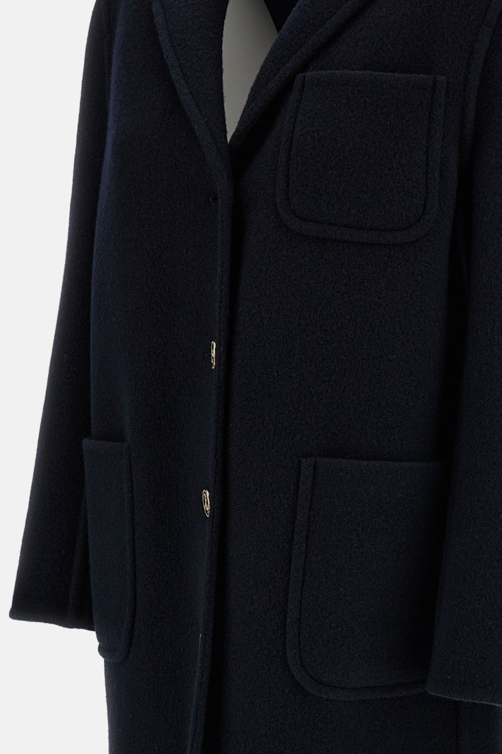 Thom Browne Women Low Break Patch Pocket Bell Sleeve Overcoat (Unconstructed) In Boiled Wool THOM BROWNE