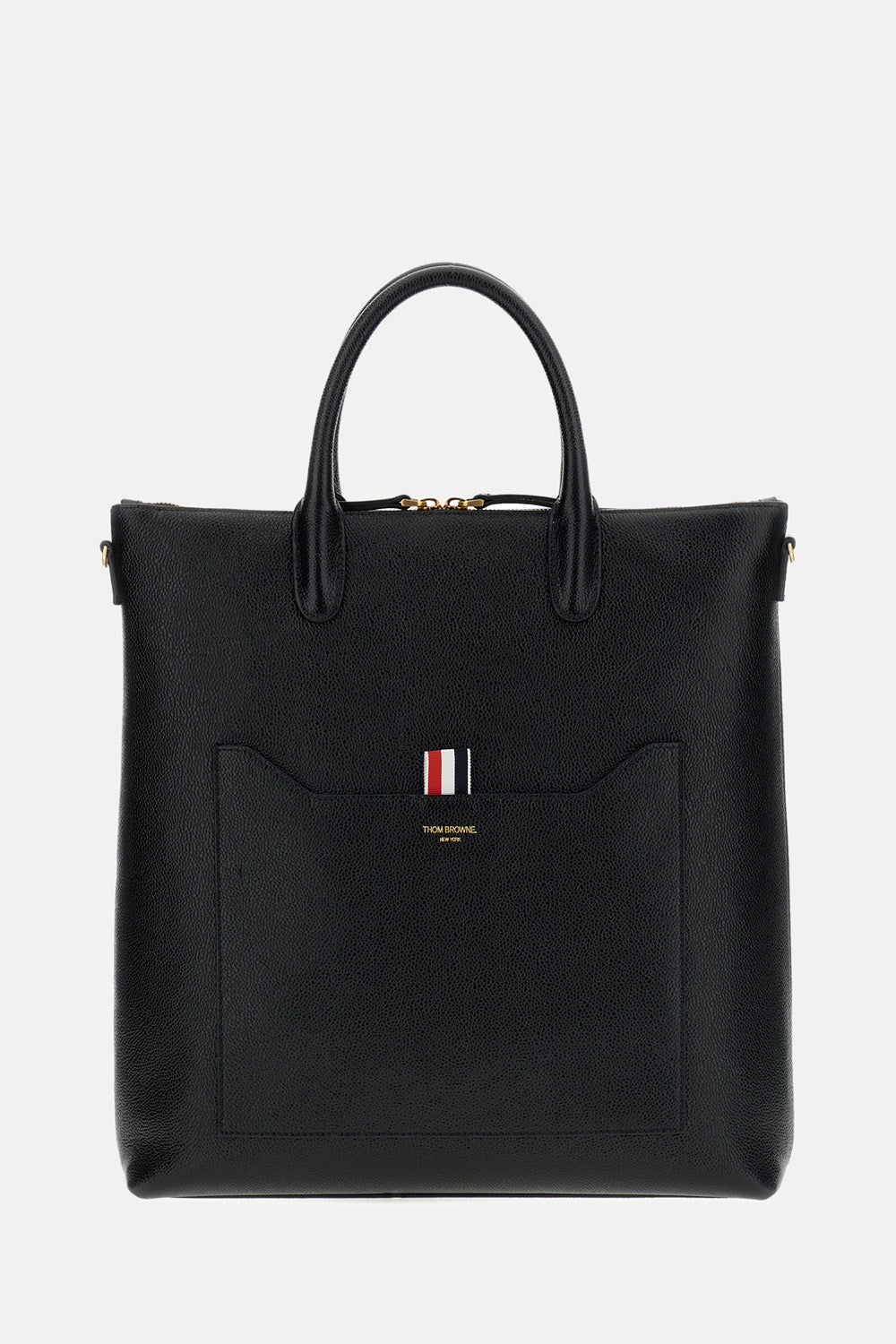 Thom Browne Men Zip Vertical Tote In Pebble Grain Leather THOM BROWNE