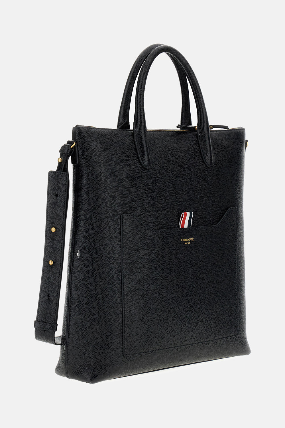 Thom Browne Men Zip Vertical Tote In Pebble Grain Leather THOM BROWNE