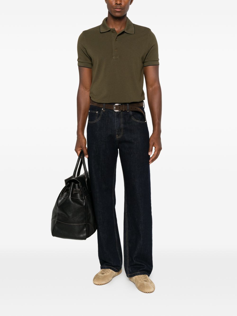 Tom Ford Men Piquet Cotton Polo Shirt TOM FORD