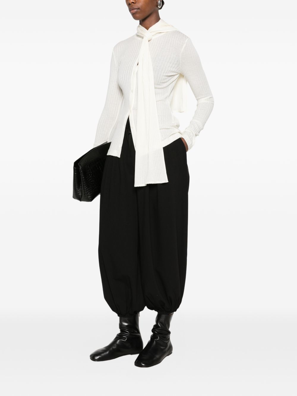 Toteme Women Ribbed Bow Blouse TOTEME