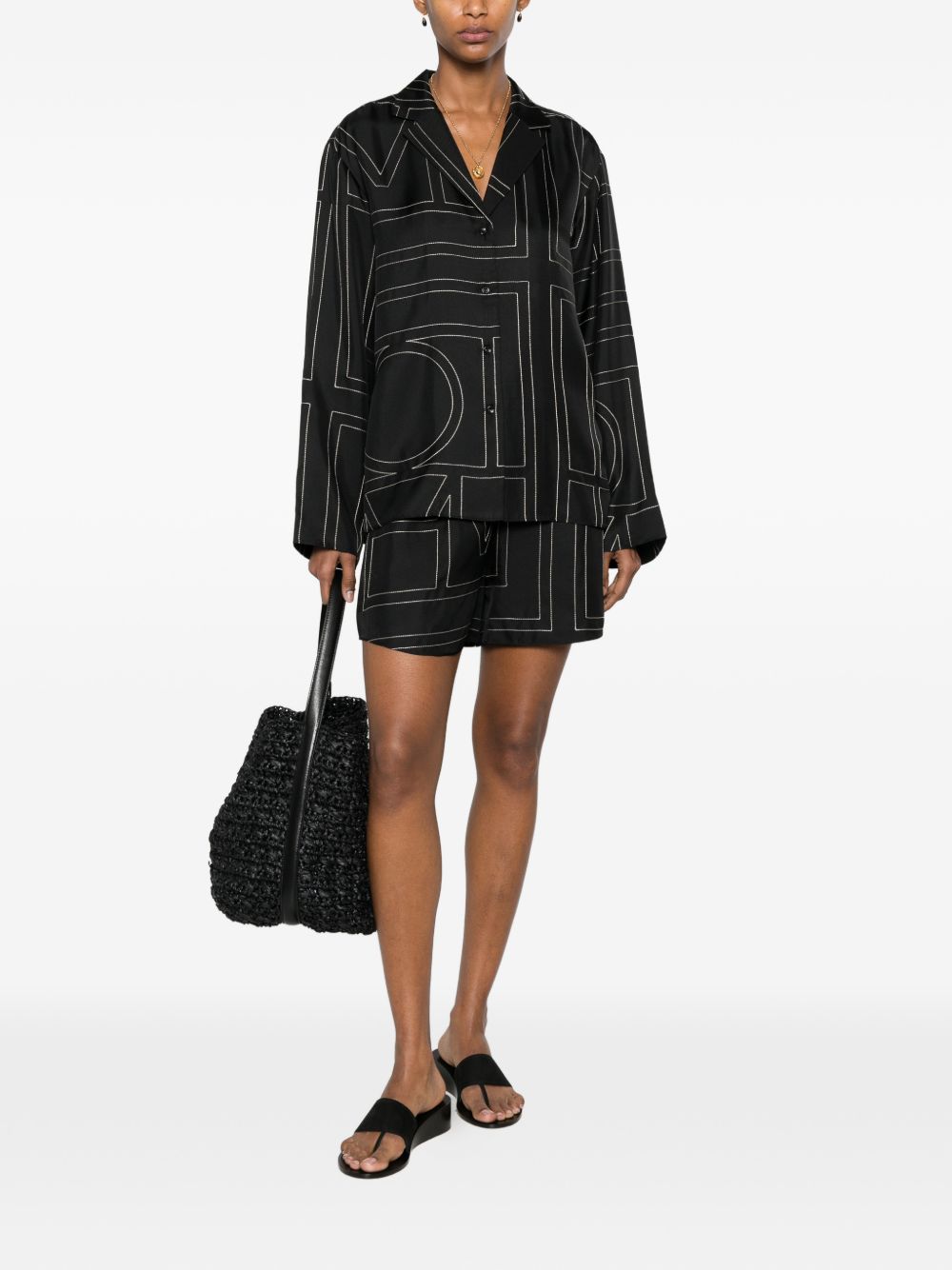Toteme Women Monogram Silk Pajama Shorts TOTEME