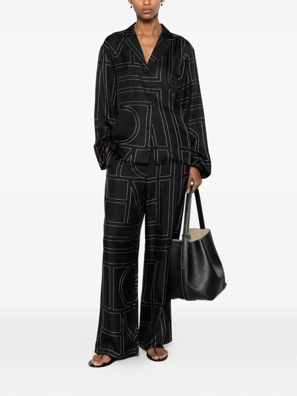 Toteme Women Monogram Silk Pajama Shirt TOTEME