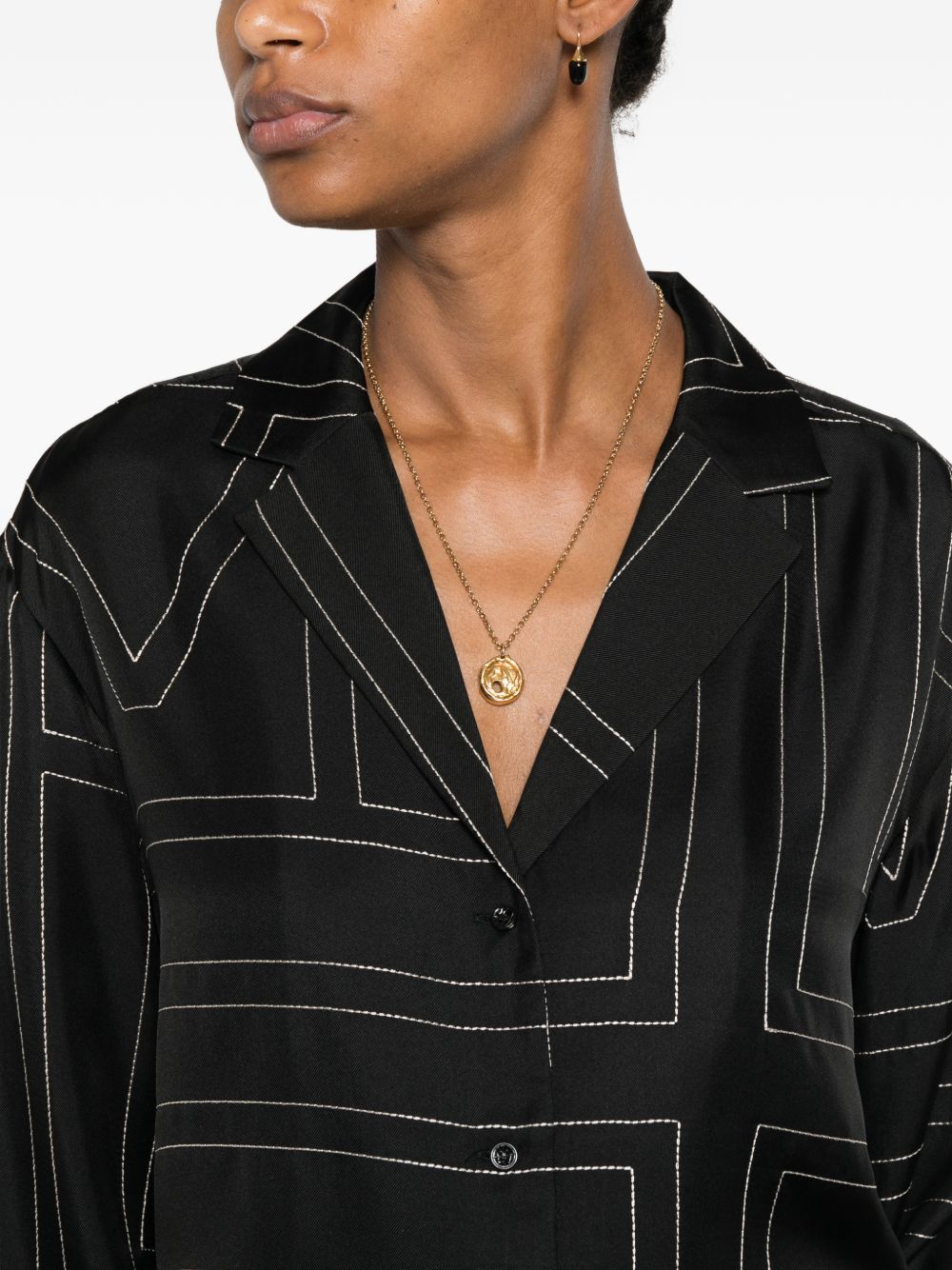 Toteme Women Monogram Silk Pajama Shirt TOTEME