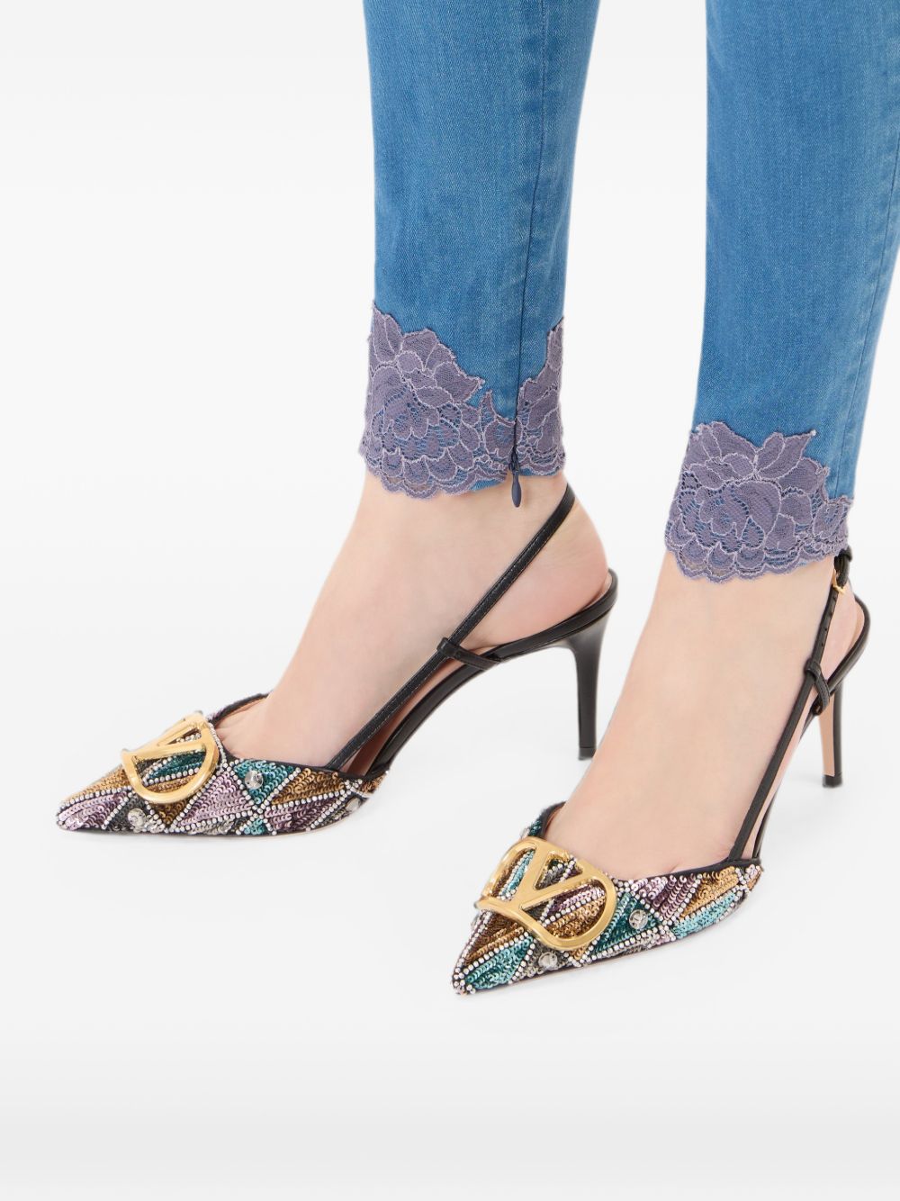 Valentino Garavani Women Vlogo Signature Embroidered Slingback Pumps VALENTINO GARAVANI