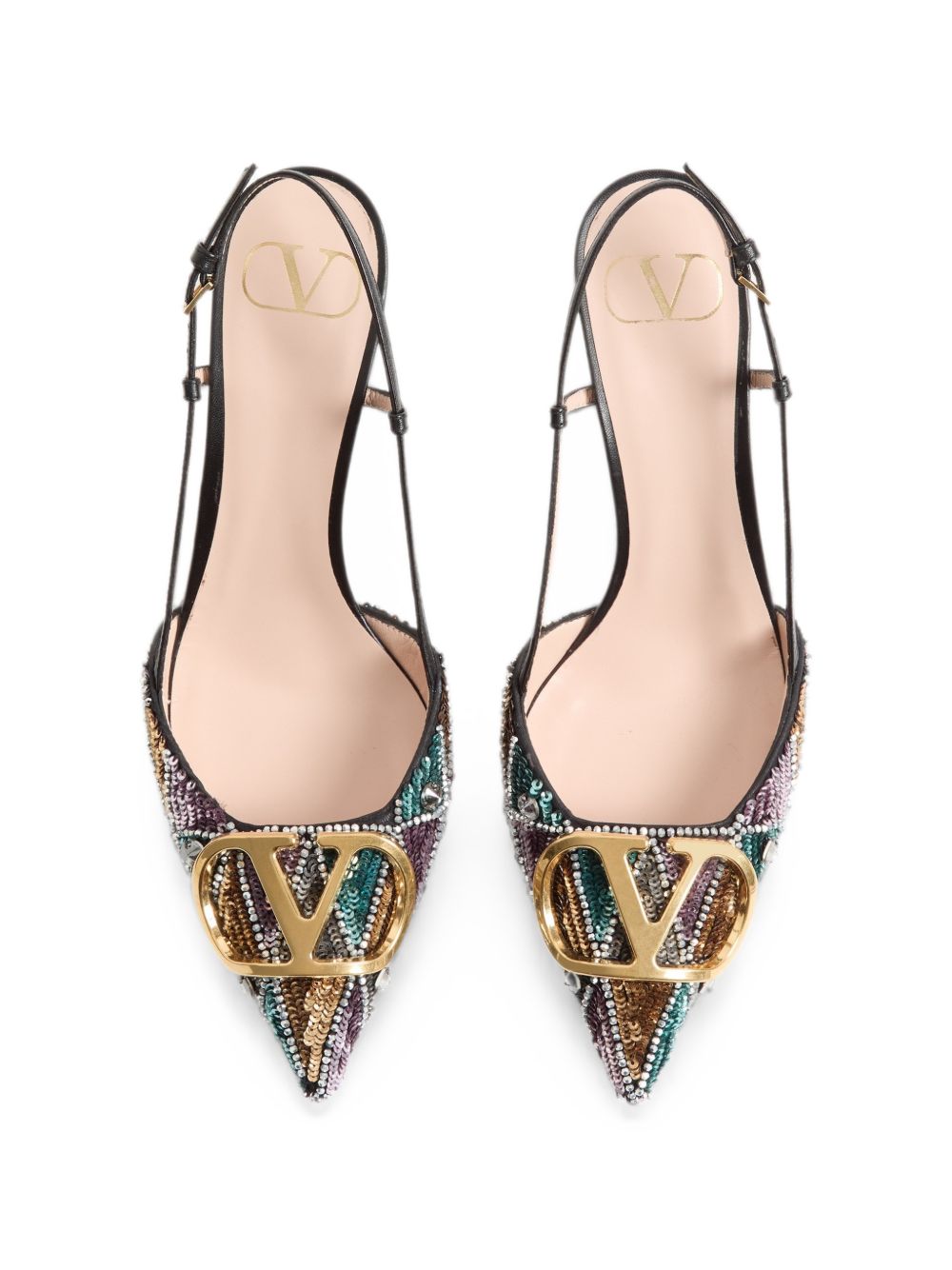 Valentino Garavani Women Vlogo Signature Embroidered Slingback Pumps VALENTINO GARAVANI