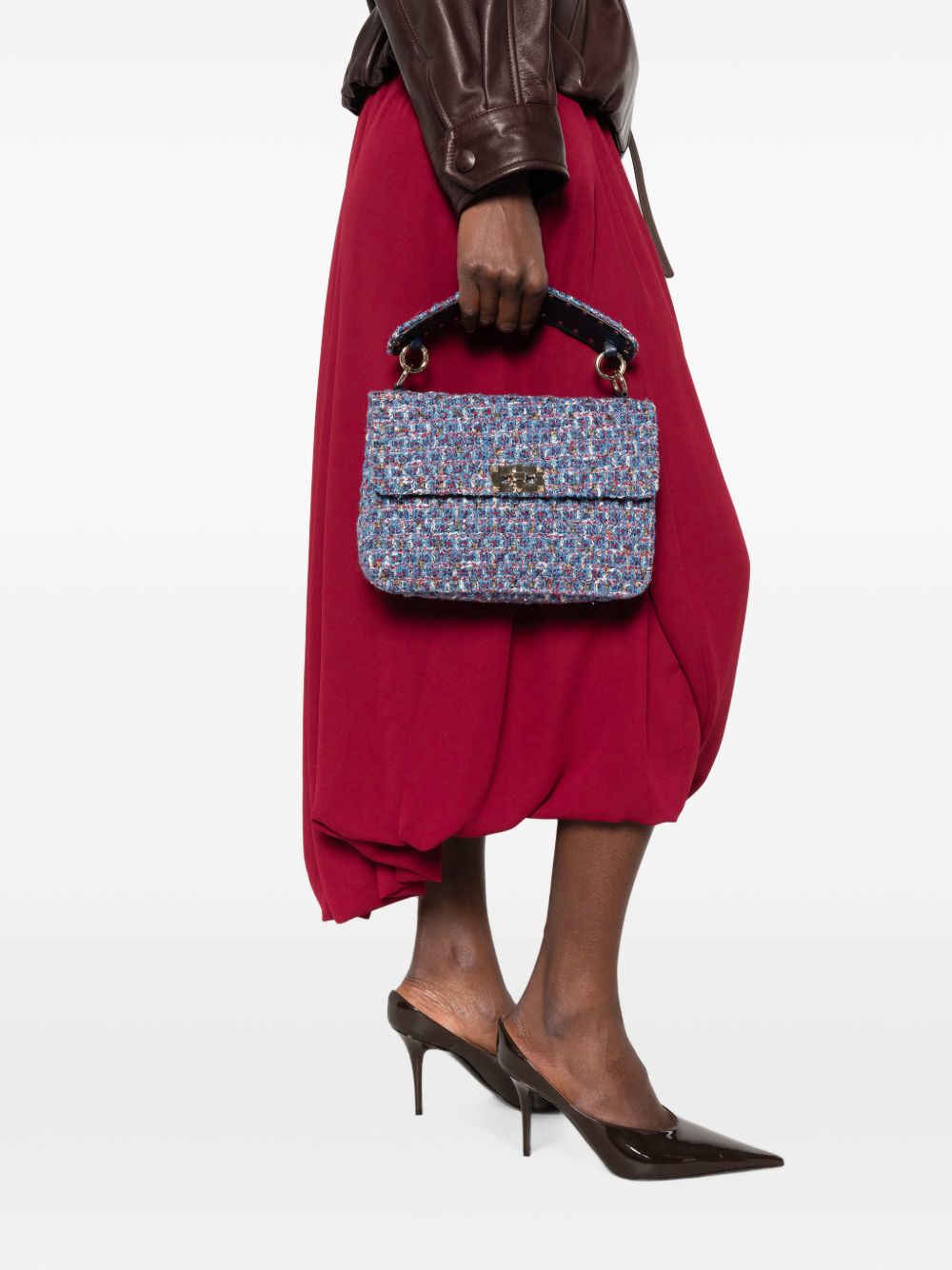 Valentino Garavani Women Rockstud Spike Medium Tweed Shoulder Bag VALENTINO GARAVANI