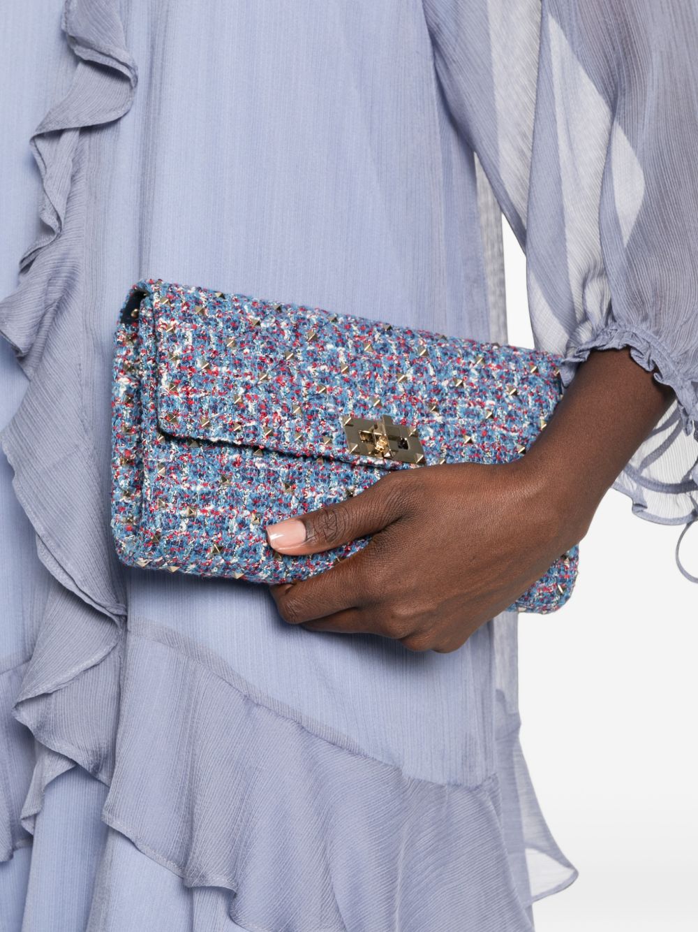 Valentino Garavani Women Rockstud Spike Tweed Shoulder Bag VALENTINO GARAVANI