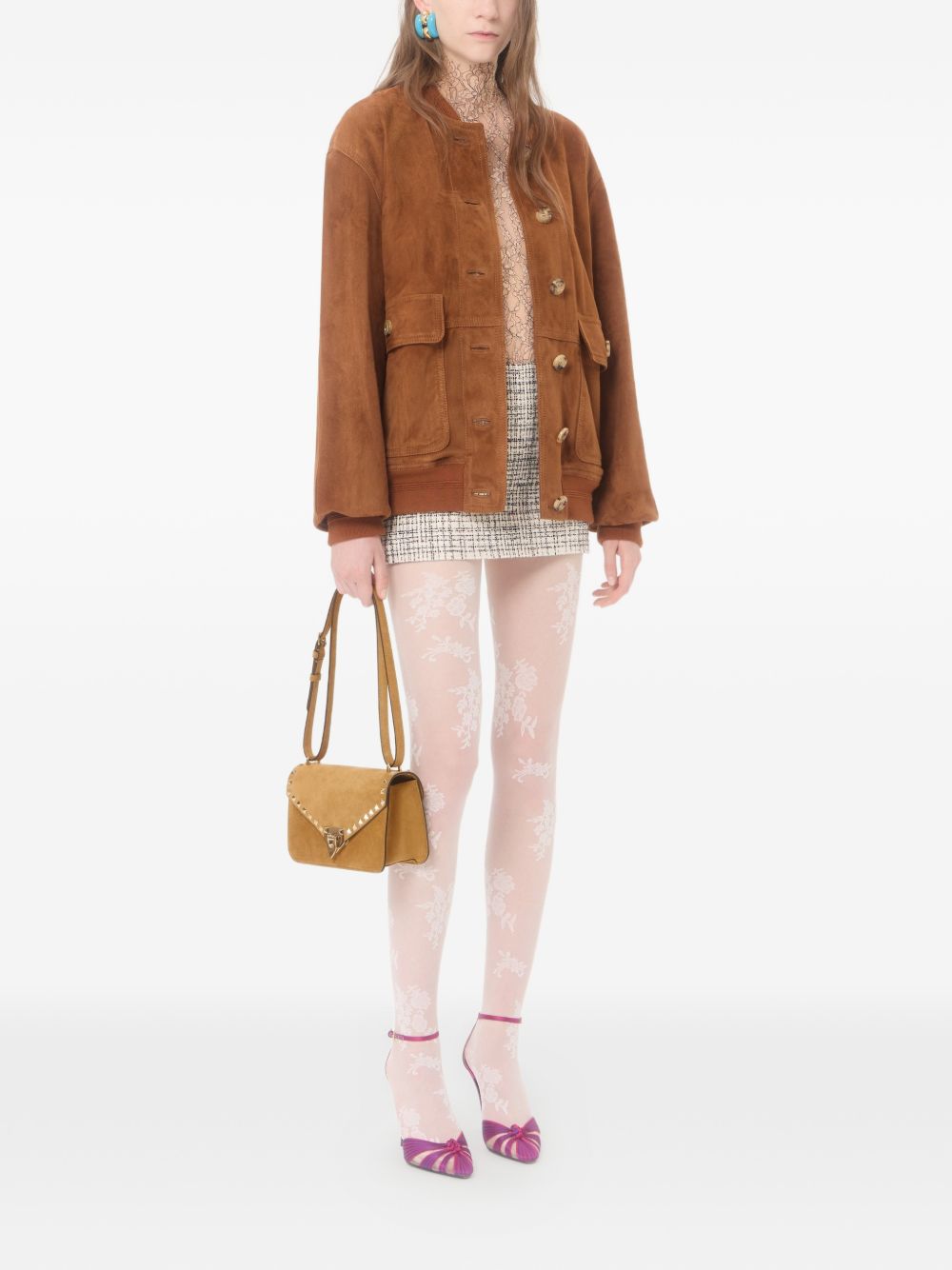 Valentino Garavani Women Rockstud Suede Leather Shoulder Bag