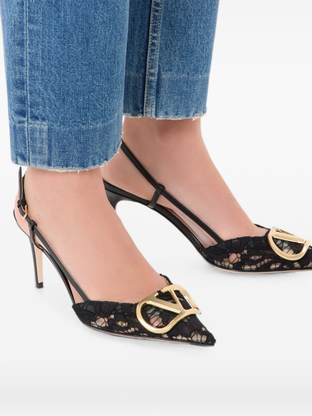 Valentino Garavani Women Vlogo Signature Lace Pumps VALENTINO GARAVANI