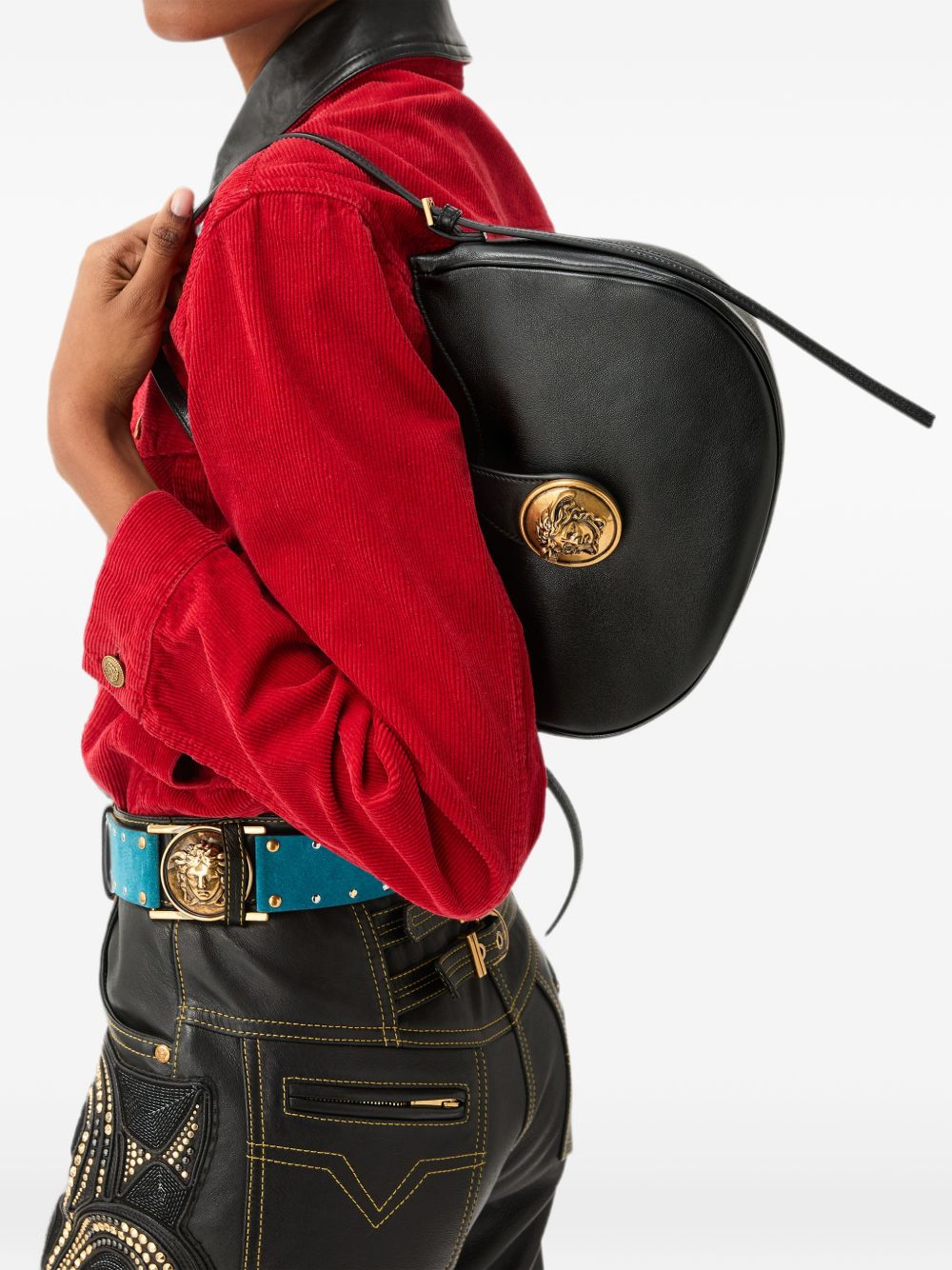 Versace Women Emblème Leather Hobo Bag VERSACE