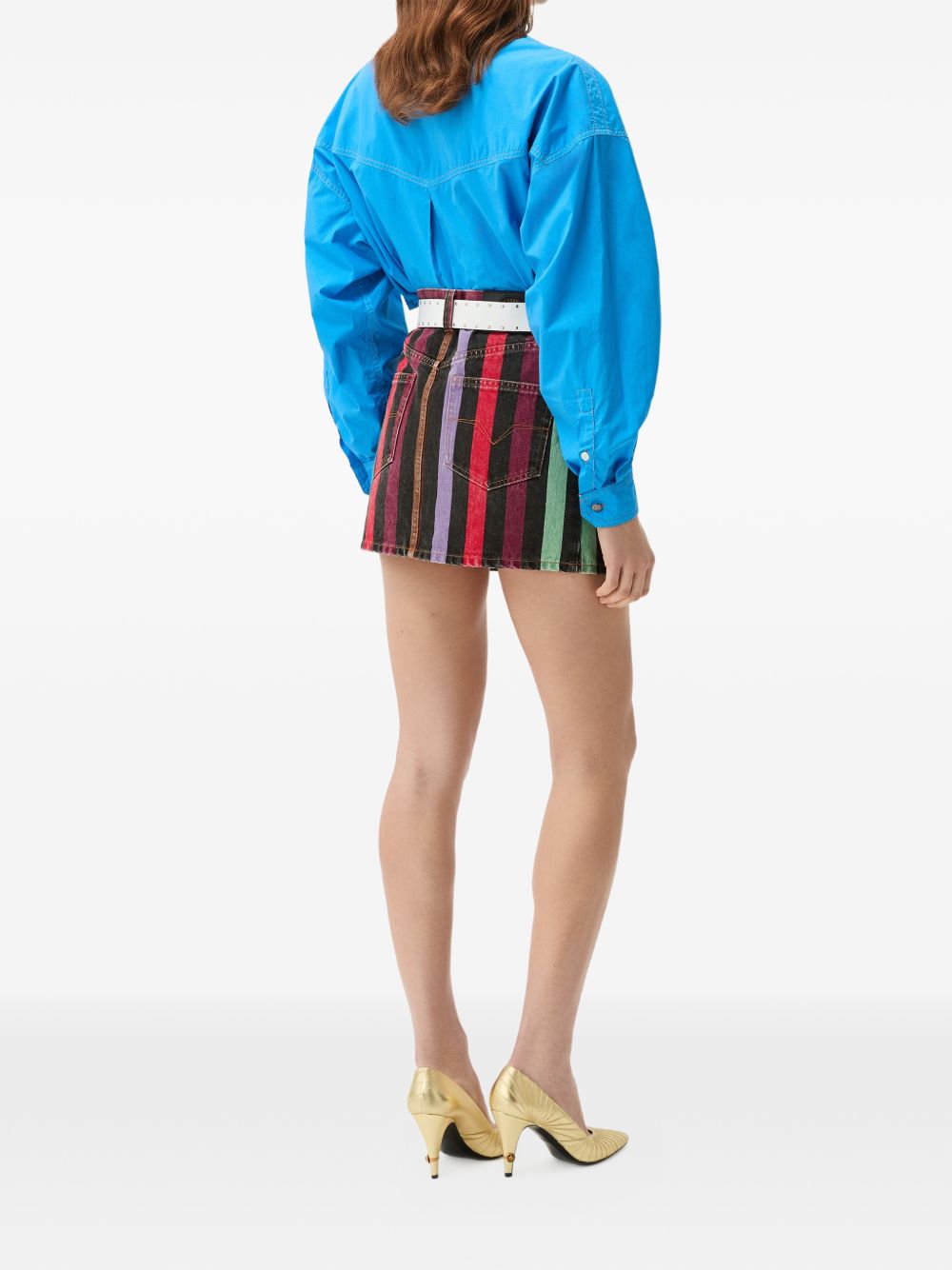 Versace Women Striped Denim Skirt VERSACE