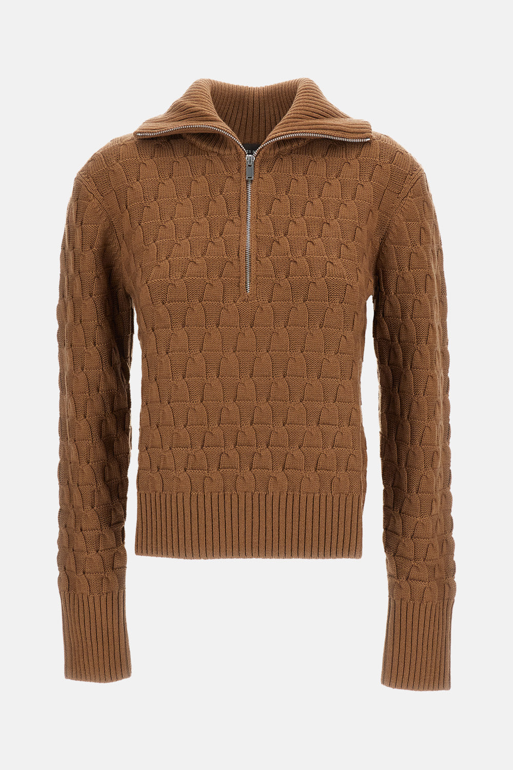 Wales Bonner Women Acoustic Knitted Wool Half-Zip Turtleneck Sweater WALES BONNER
