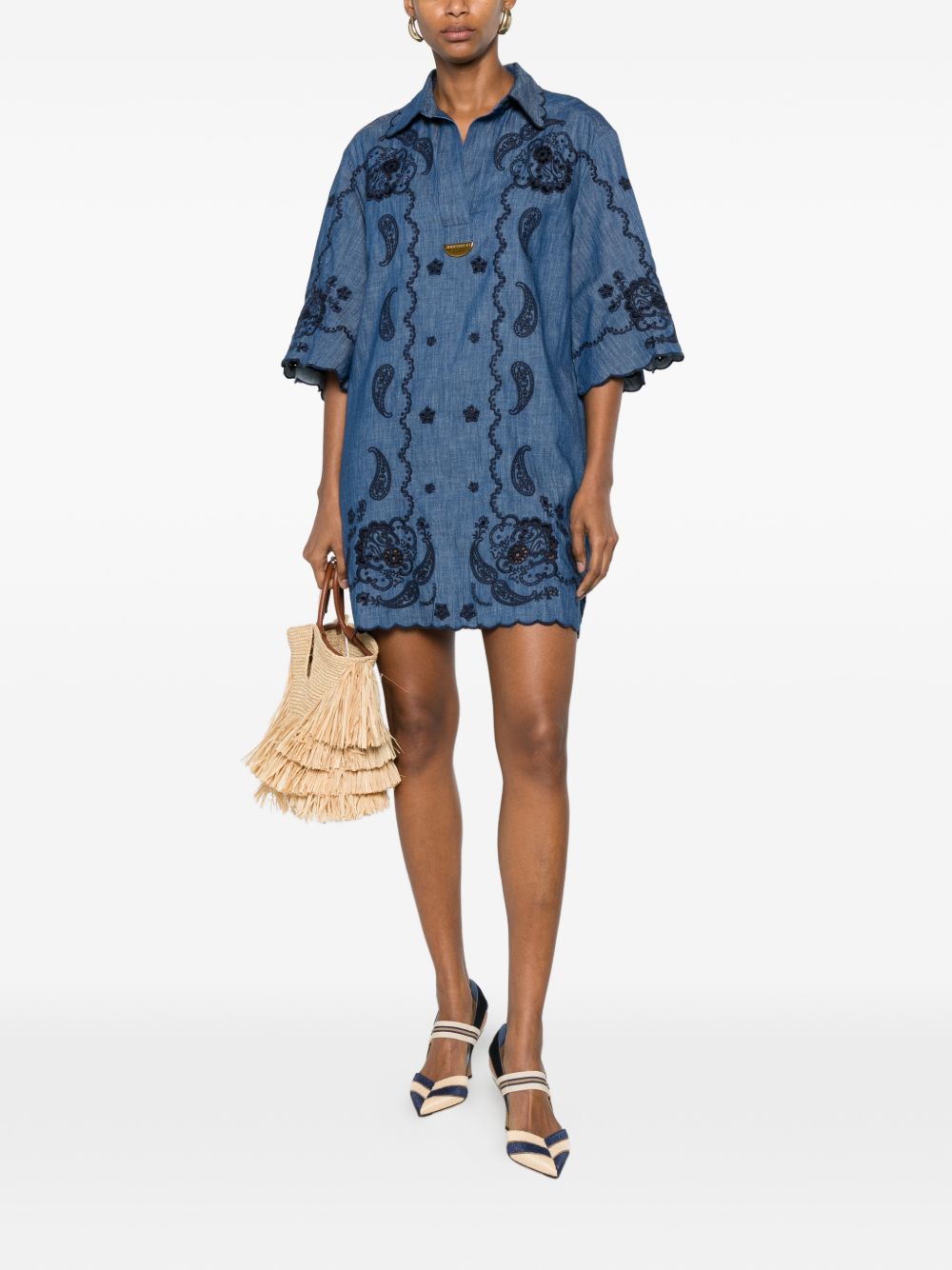Zimmermann Women Aster Denim Mini Dress ZIMMERMANN