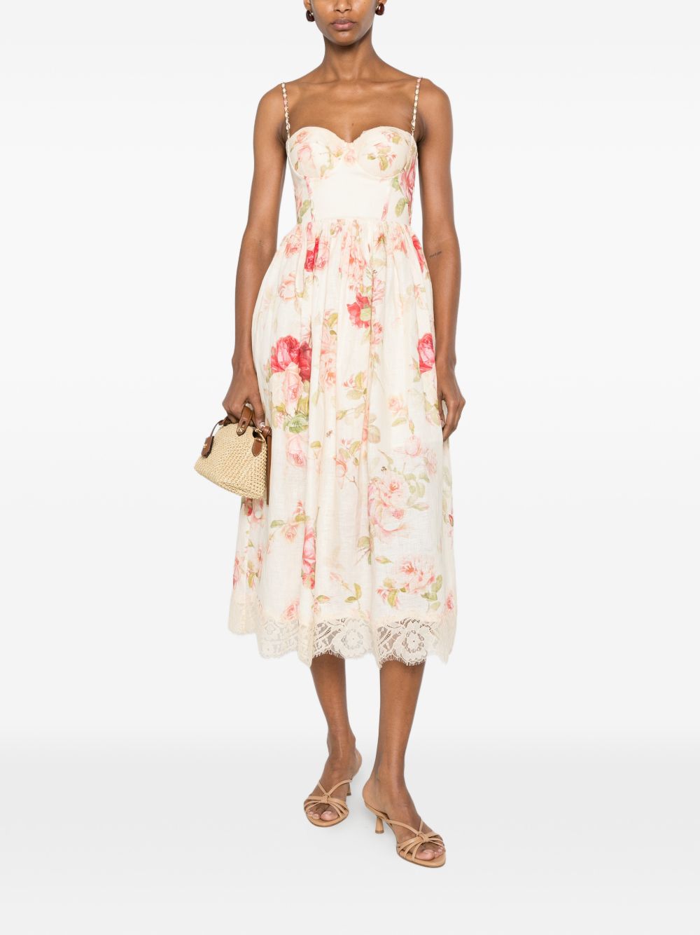 Zimmermann Women Roselight Linen Midi Dress ZIMMERMANN