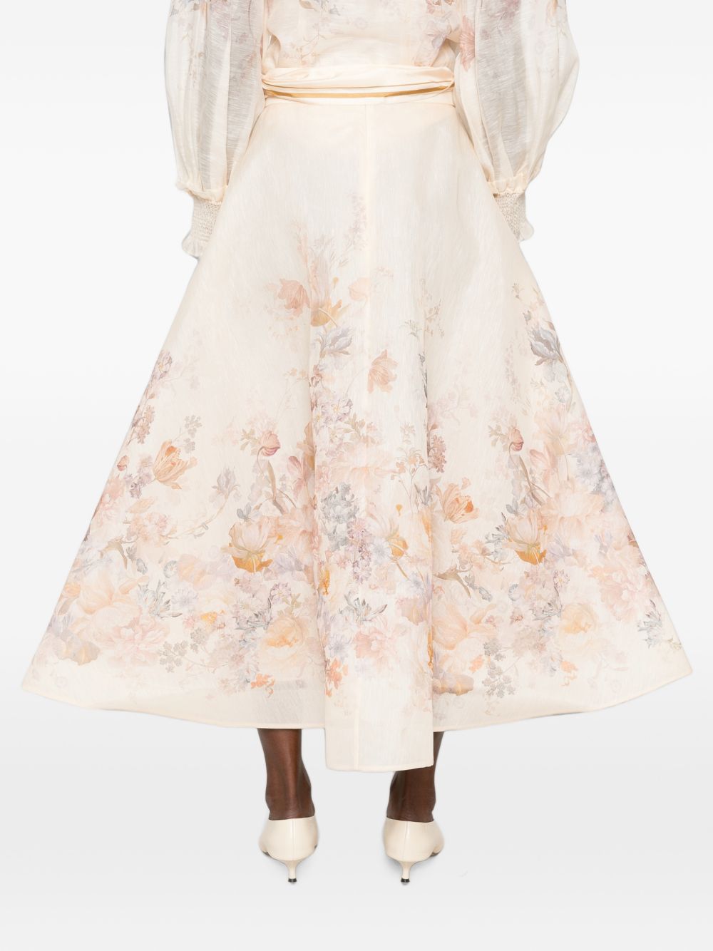 Zimmermann Women Ascent Linen And Silk Midi Skirt ZIMMERMANN
