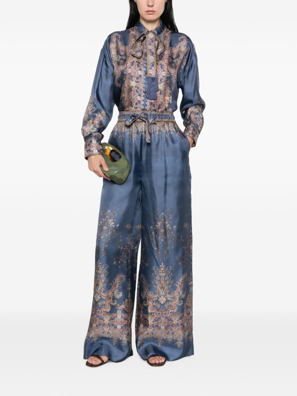 Zimmermann Women Valiant Printed Silk Trousers ZIMMERMANN