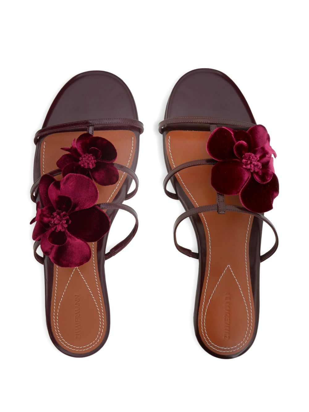 Zimmermann Women Orchid Leather Flat Sandals ZIMMERMANN