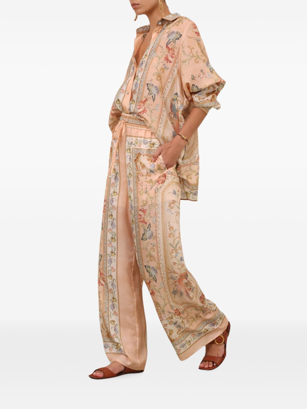Zimmermann Women Roselight Printed Silk Trousers